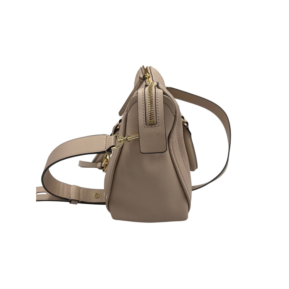 Michael Kors Carine Md Pebbled Leather Satchel Bag Blush Pk Gold Tone HW KPN666 - Picture 3 of 9